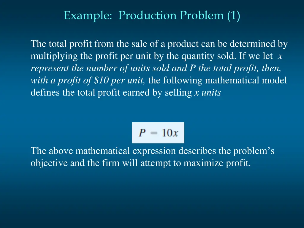 example production problem 1