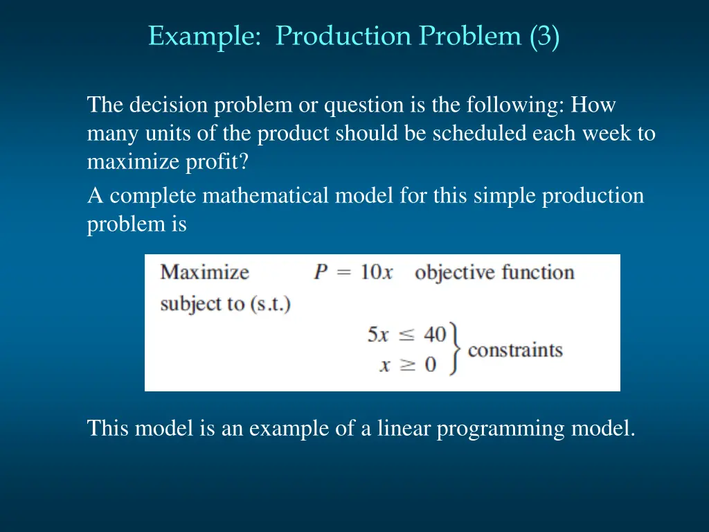 example production problem 3