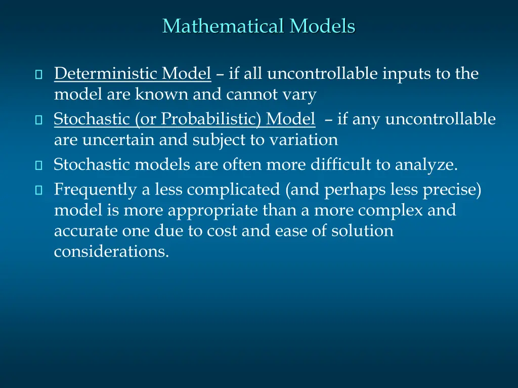 mathematical models 1
