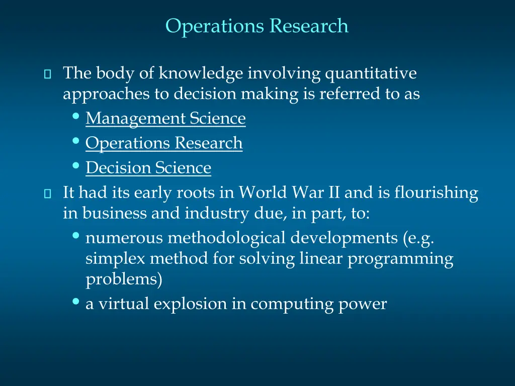 operations research