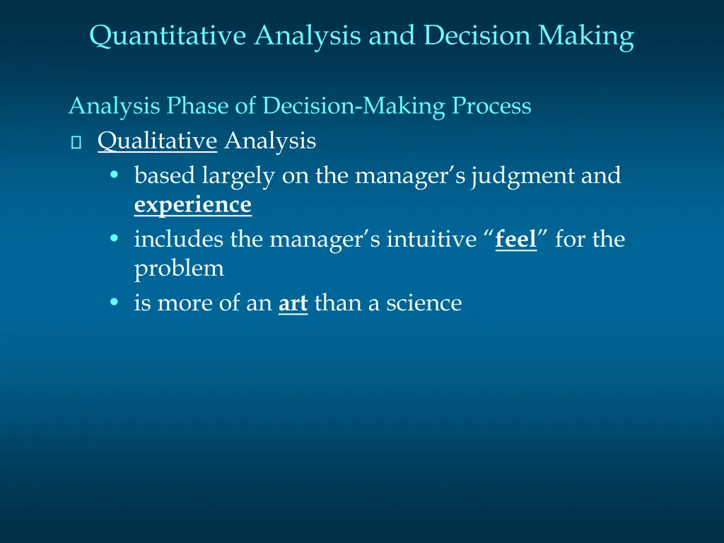 quantitative analysis and decision making 1