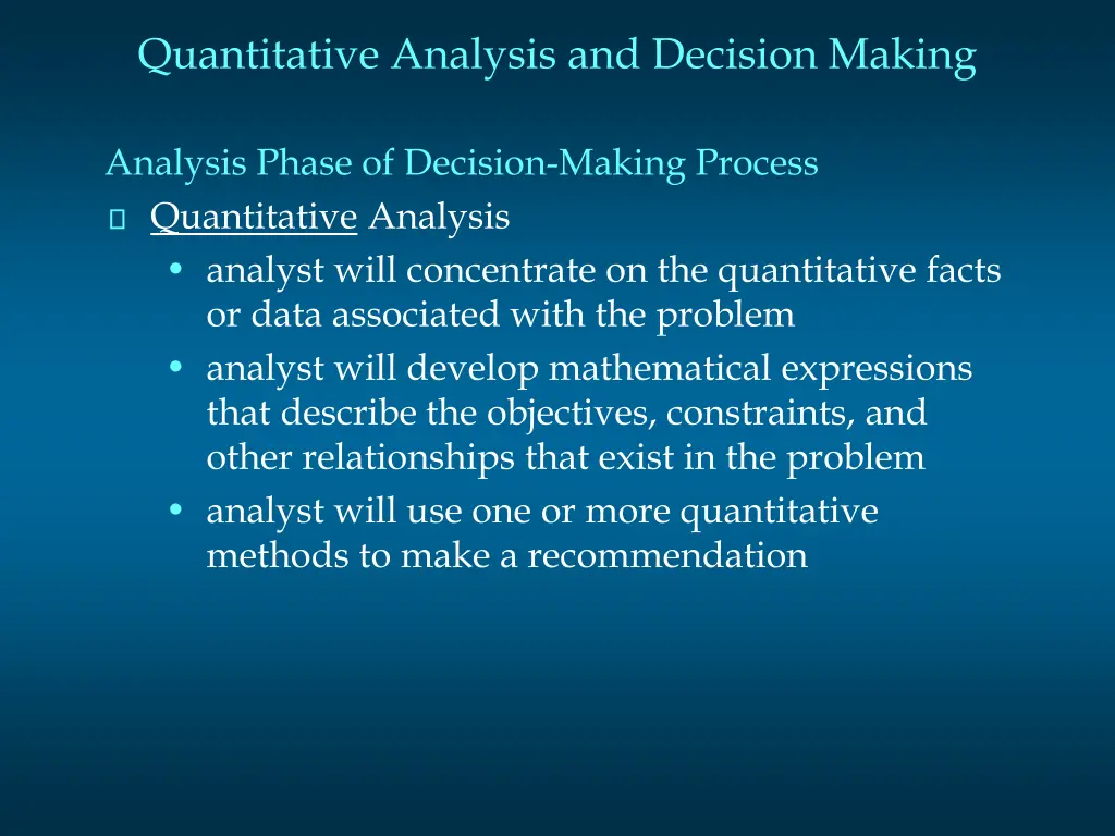 quantitative analysis and decision making 2