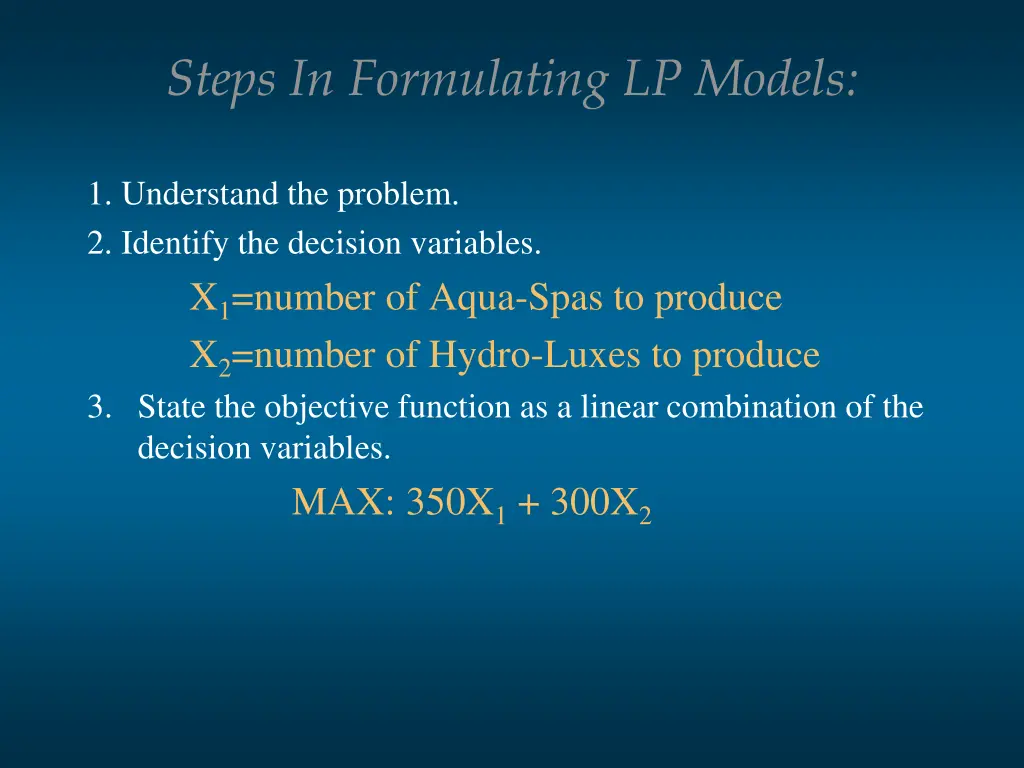 steps in formulating lp models