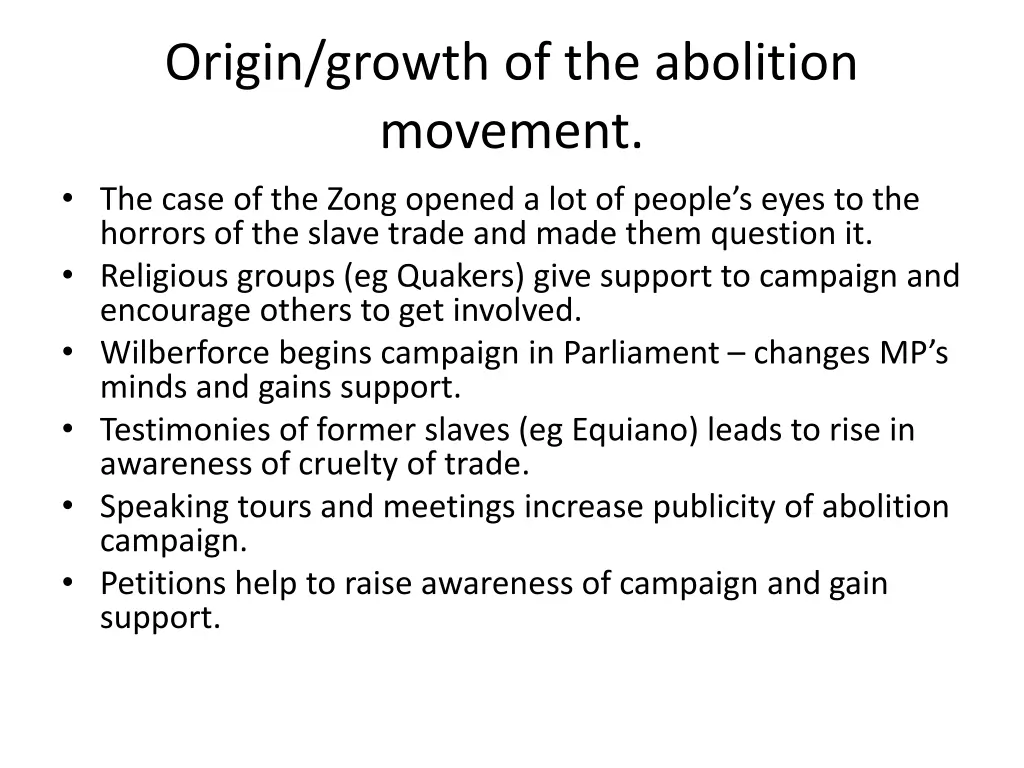 origin growth of the abolition movement the case