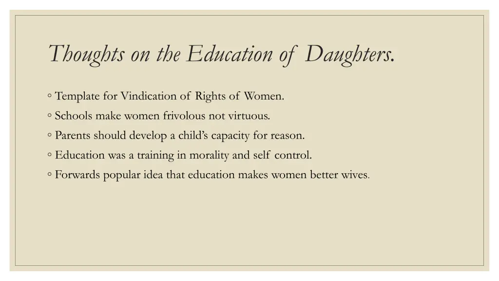 thoughts on the education of daughters