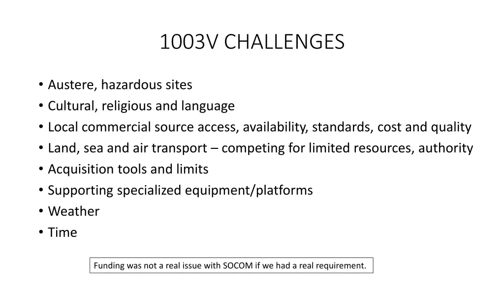 1003v challenges