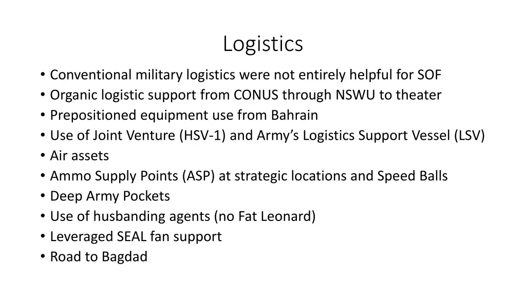 logistics