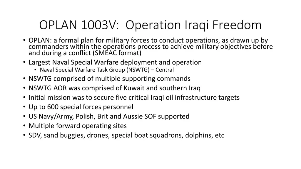 oplan 1003v operation iraqi freedom oplan