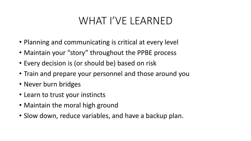 what i ve learned