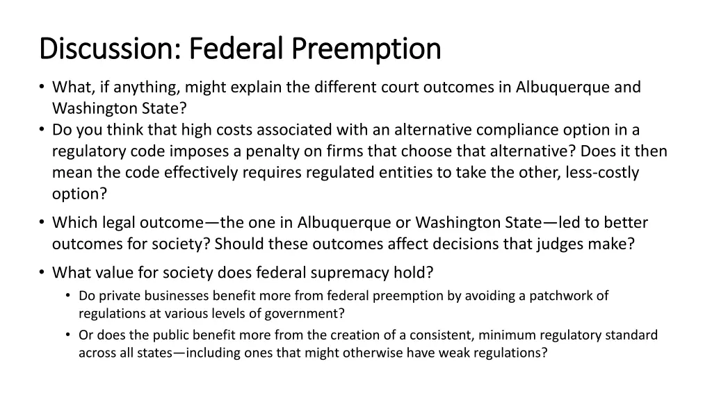 discussion federal preemption discussion federal