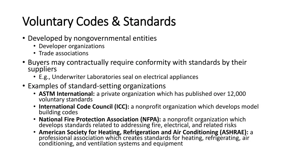 voluntary codes standards voluntary codes