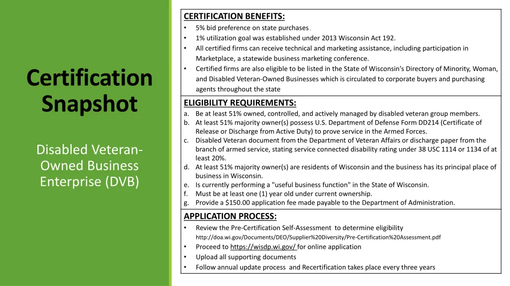 certification benefits 5 bid preference on state 1