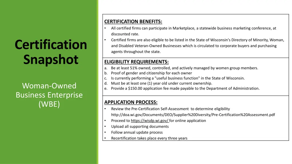 certification benefits all certified firms