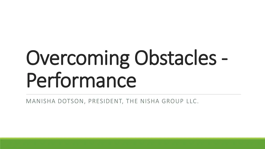 overcoming o overcoming obstacles performance