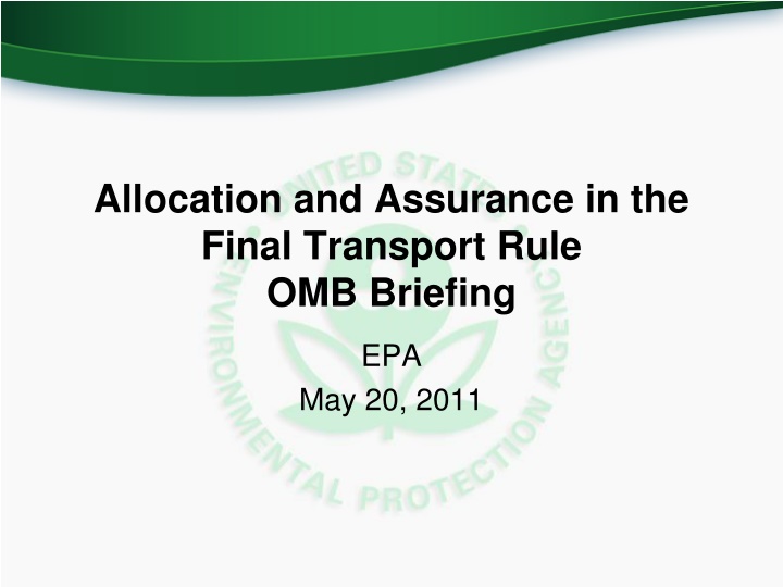 allocation and assurance in the final transport