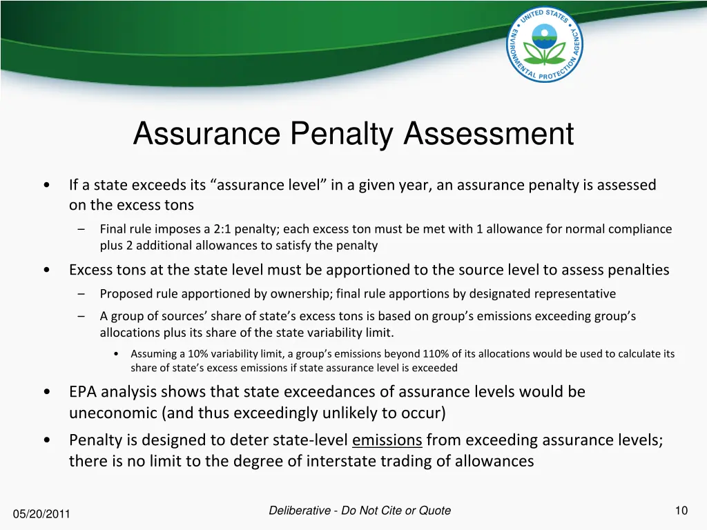 assurance penalty assessment