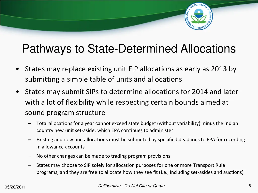 pathways to state determined allocations