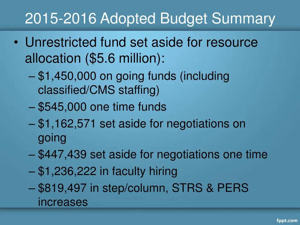 2015 2016 adopted budget summary