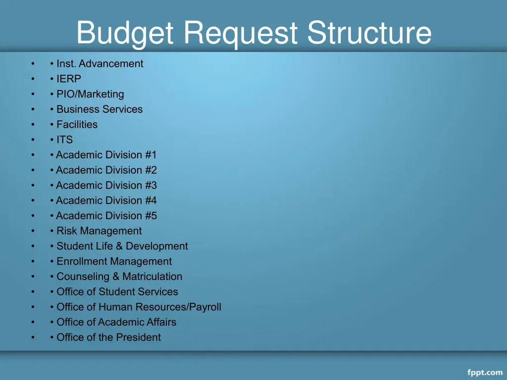 budget request structure