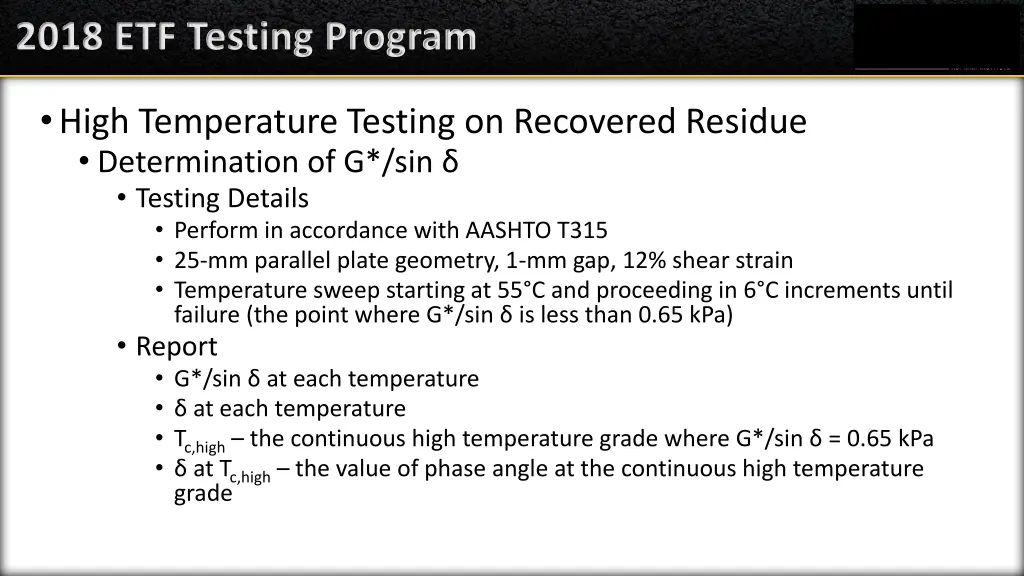 2018 etf testing program