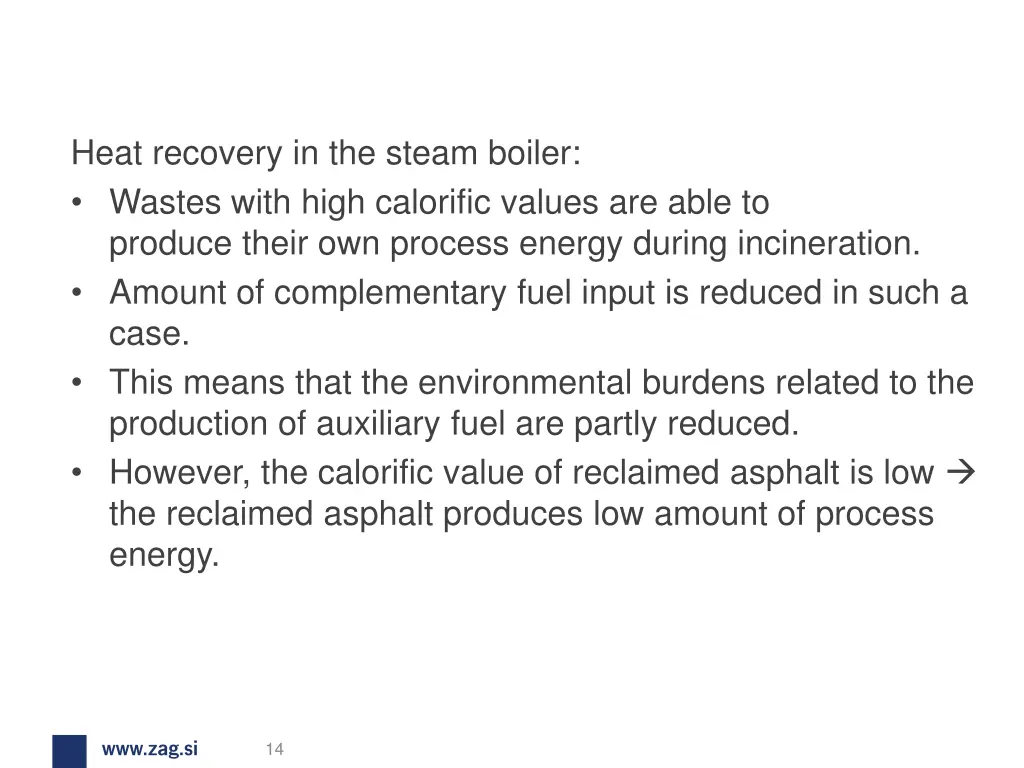 heat recovery in the steam boiler wastes with