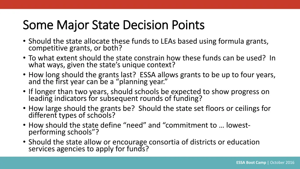 some major state decision points some major state