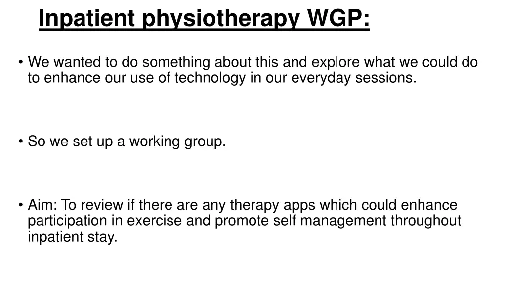 inpatient physiotherapy wgp