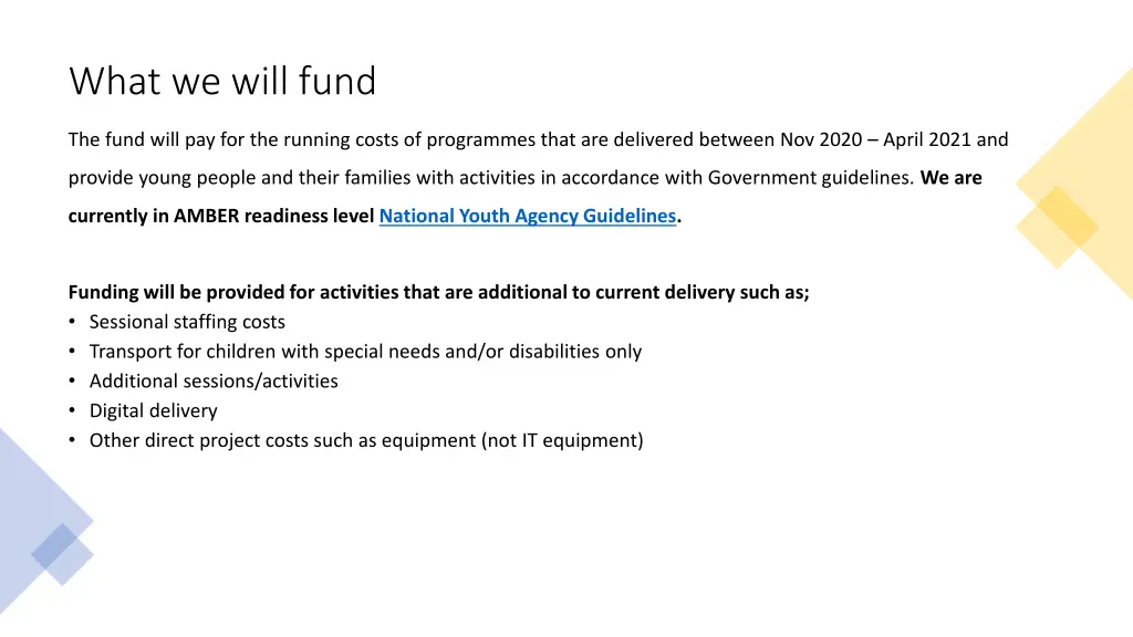 what we will fund