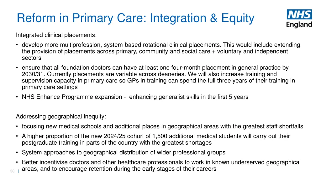 reform in primary care integration equity