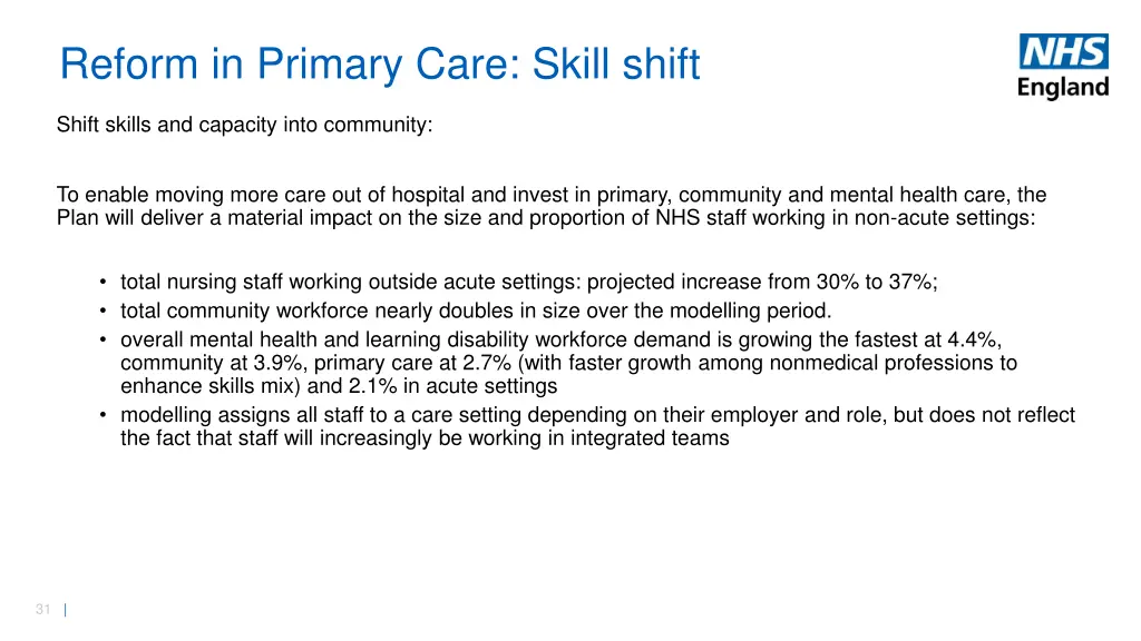 reform in primary care skill shift