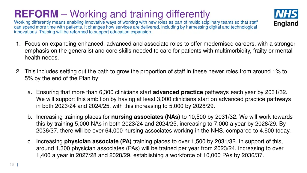 reform working and training differently working