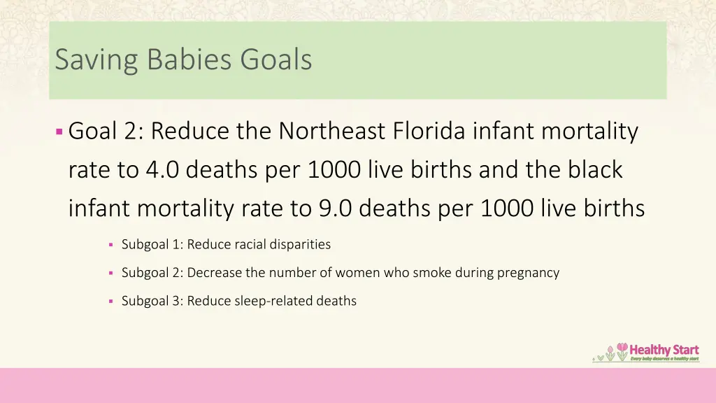 saving babies goals 1