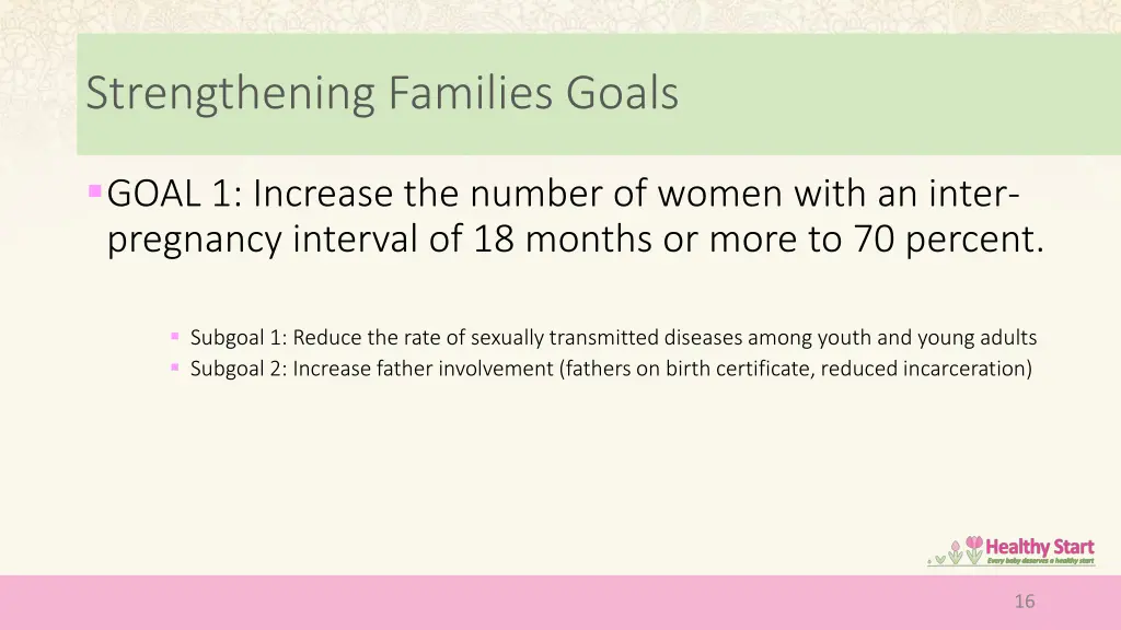 strengthening families goals