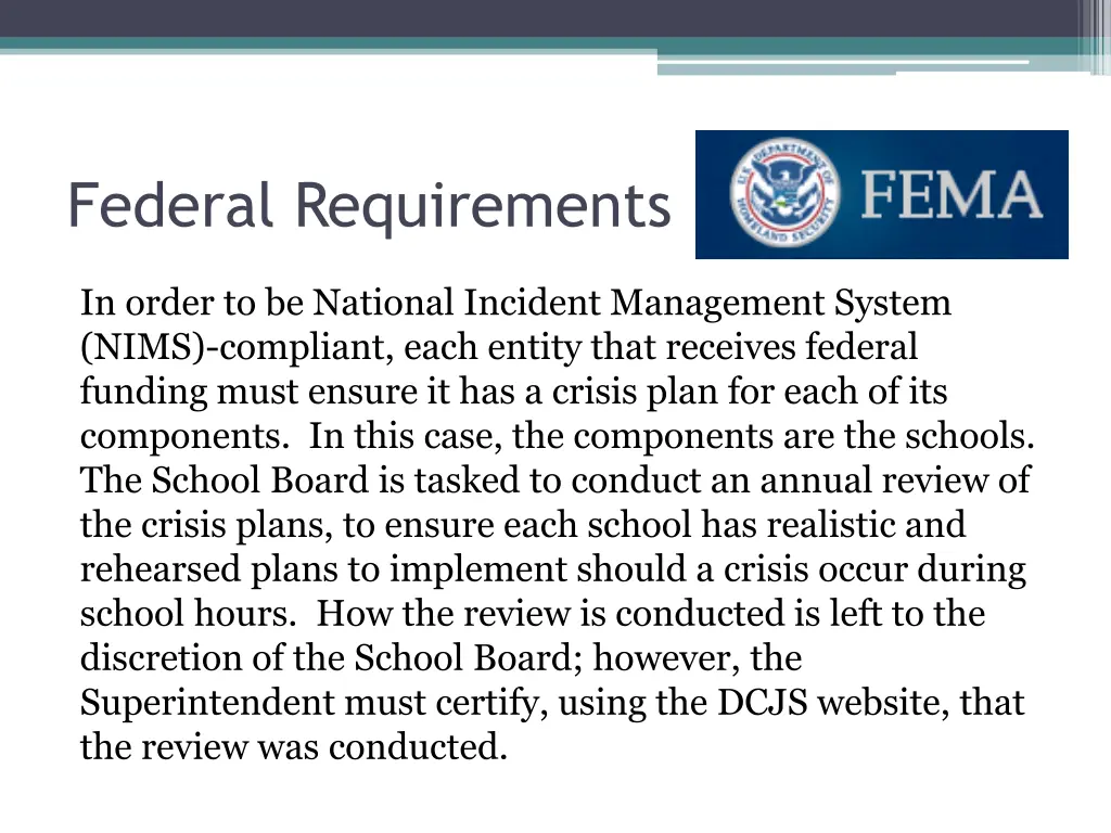 federal requirements