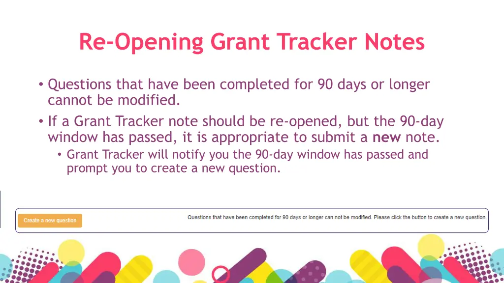 re opening grant tracker notes 1