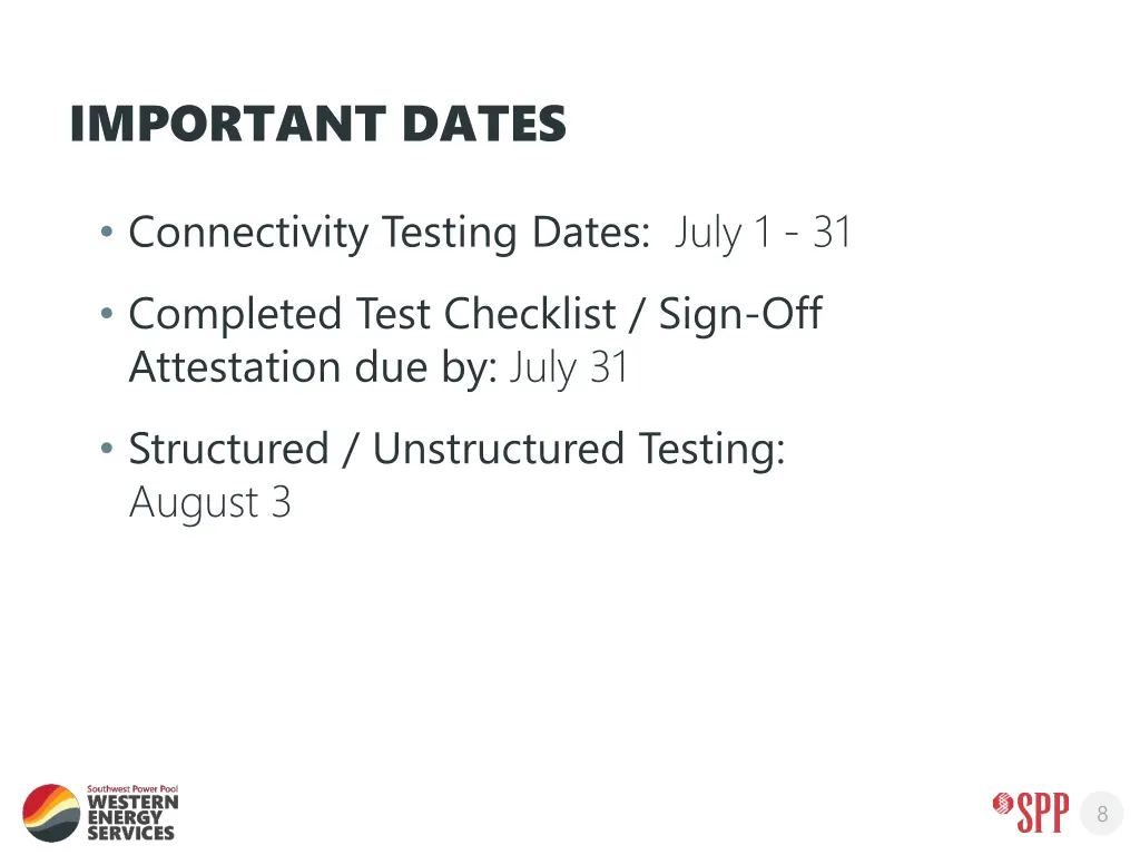 important dates