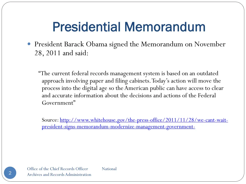 presidential memorandum presidential memorandum