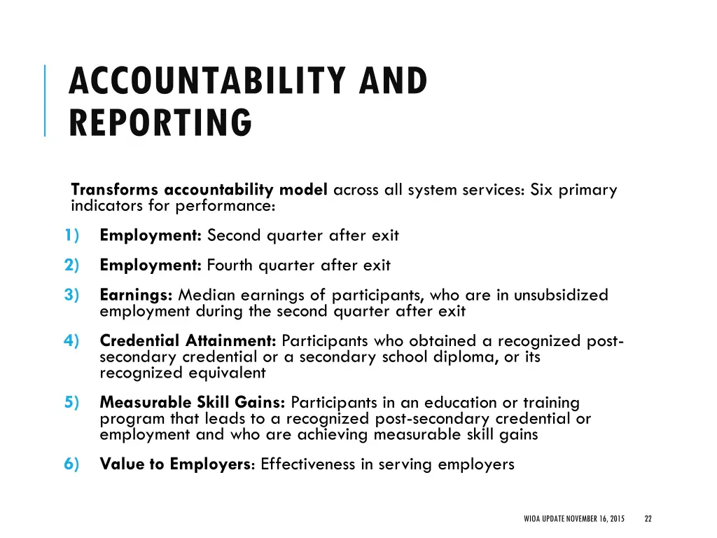 accountability and reporting