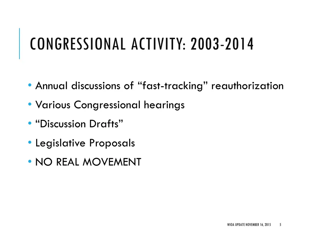 congressional activity 2003 2014