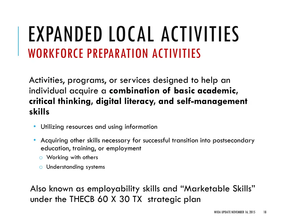 expanded local activities workforce preparation