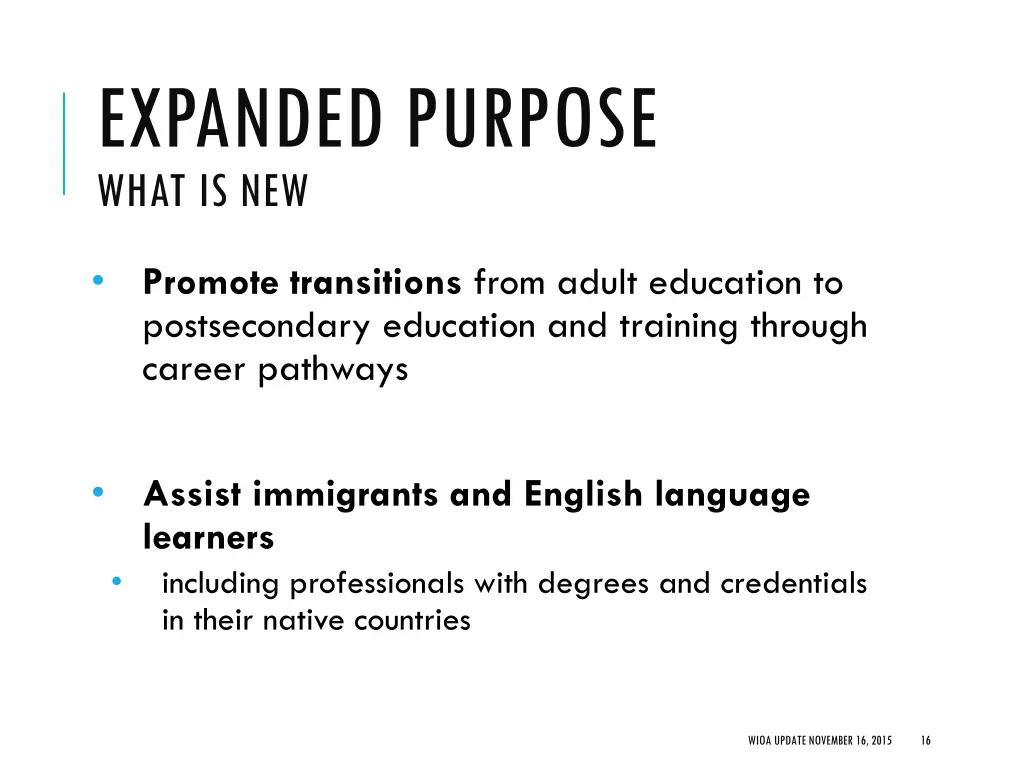expanded purpose what is new
