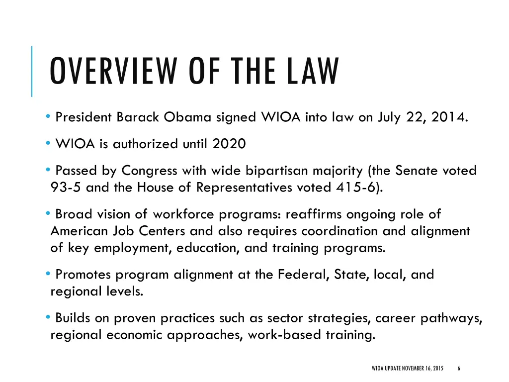 overview of the law