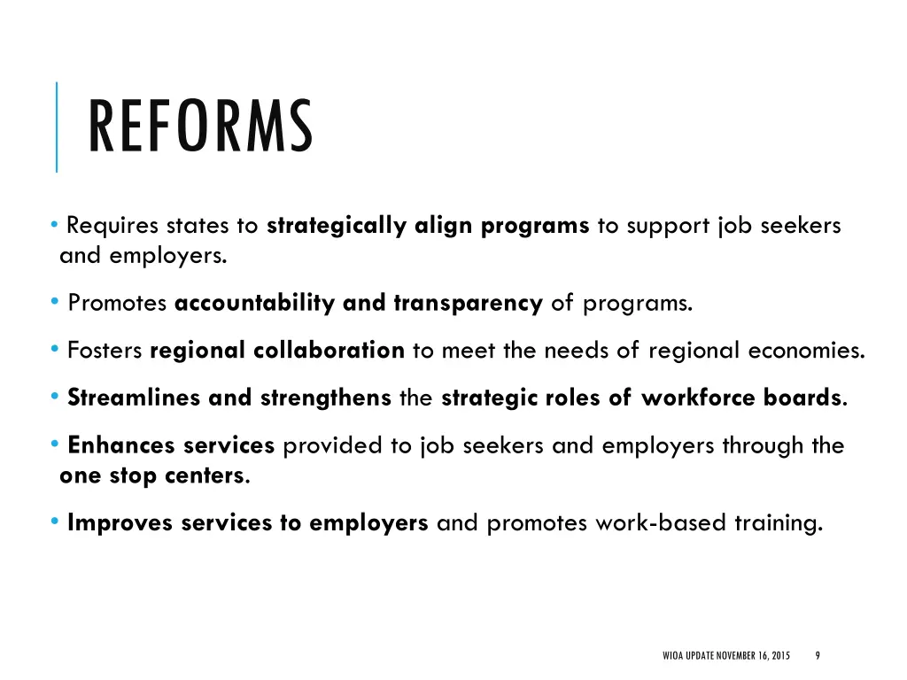 reforms
