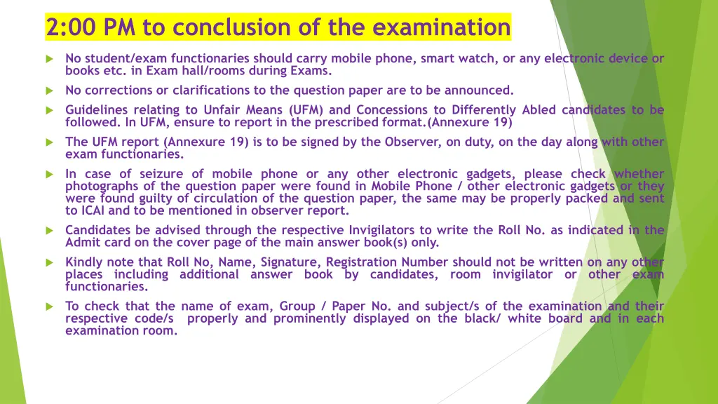 2 00 pm to conclusion of the examination