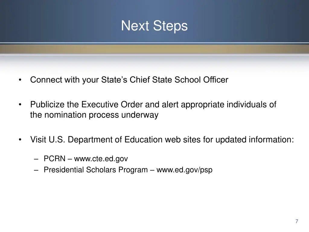 next steps
