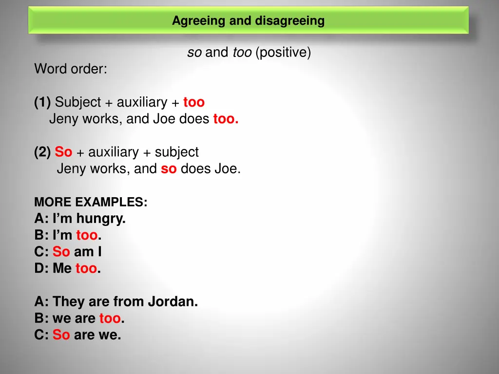 agreeing and disagreeing