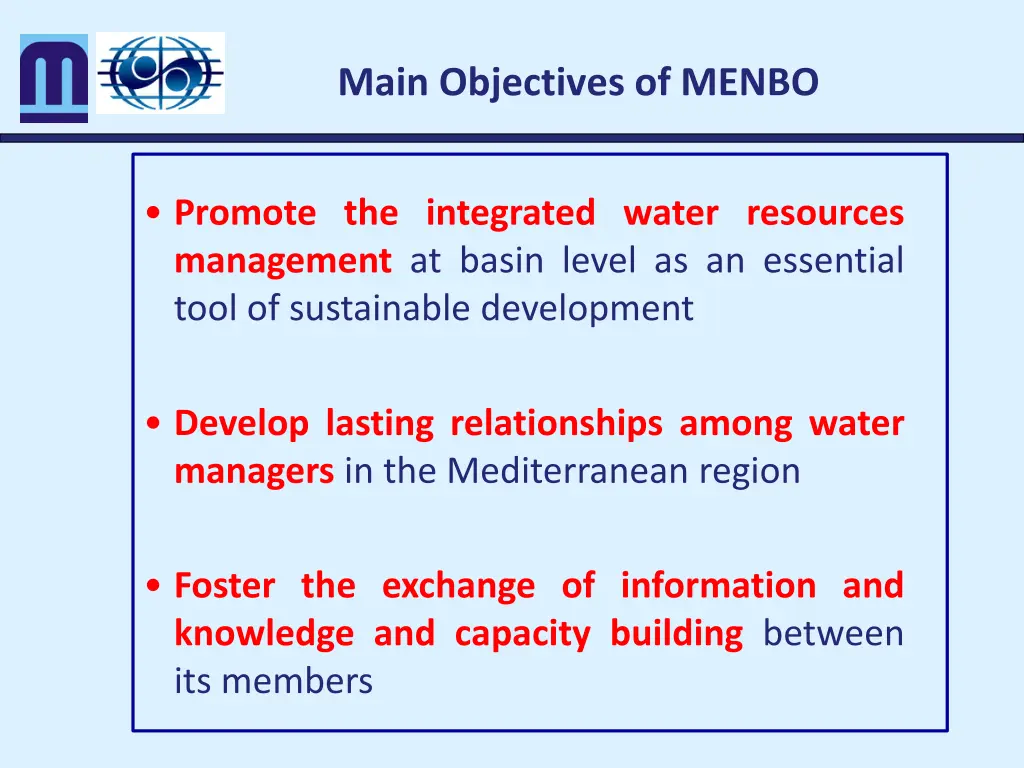 main objectives of menbo