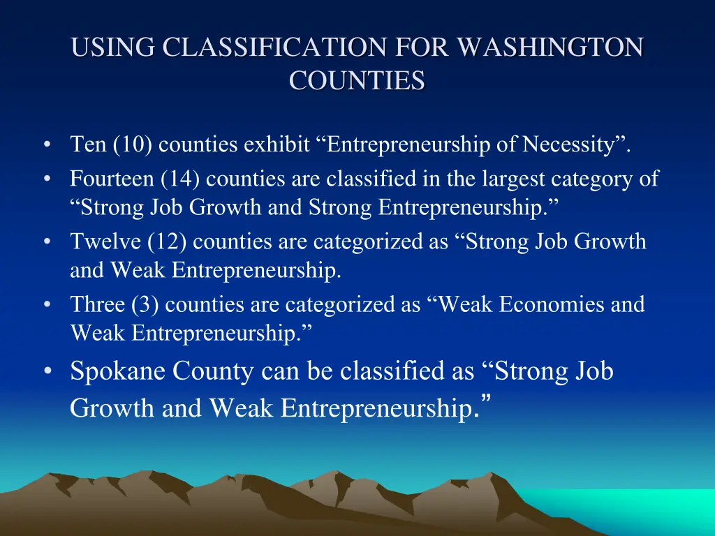 using classification for washington counties