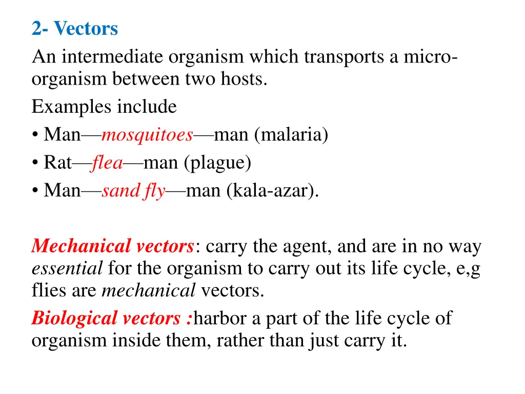 2 vectors an intermediate organism which