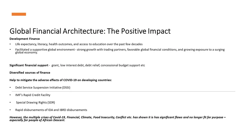 global financial architecture the positive impact